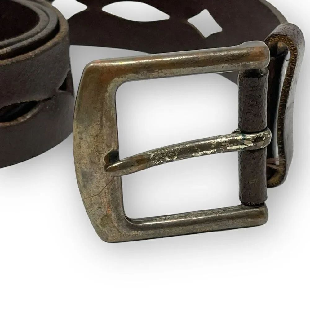Hipwear Belt Laser Cut Brown Leather Women's Size Large Vintage